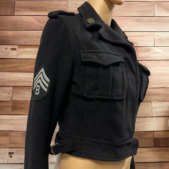 BBDakota Military Black Bomber Jacket with Pockets and Stripes Patches Womens M - Picture 3 of 16
